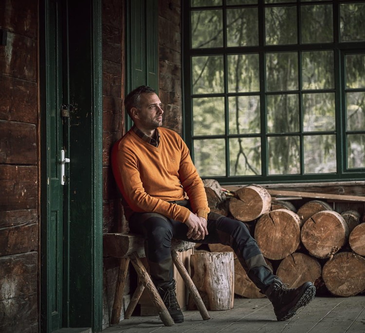 Deerhunter Brighton V-Neck 8831 - Yellow Melange (3).jpg