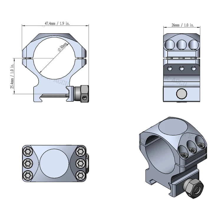 Montaż 2-częściowy Vector Optics X-ACCU 30mm - 21mm Picatinny - Niski - XASR-3001
