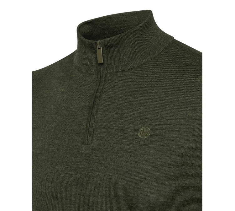 Sweter Beretta Merino Half Zip PU731 - Green Moss