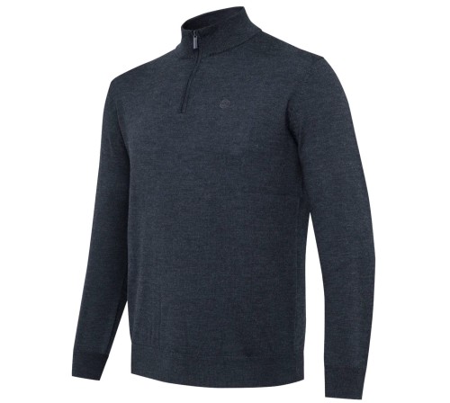 Sweter Beretta Merino Half Zip PU731 - Ebony