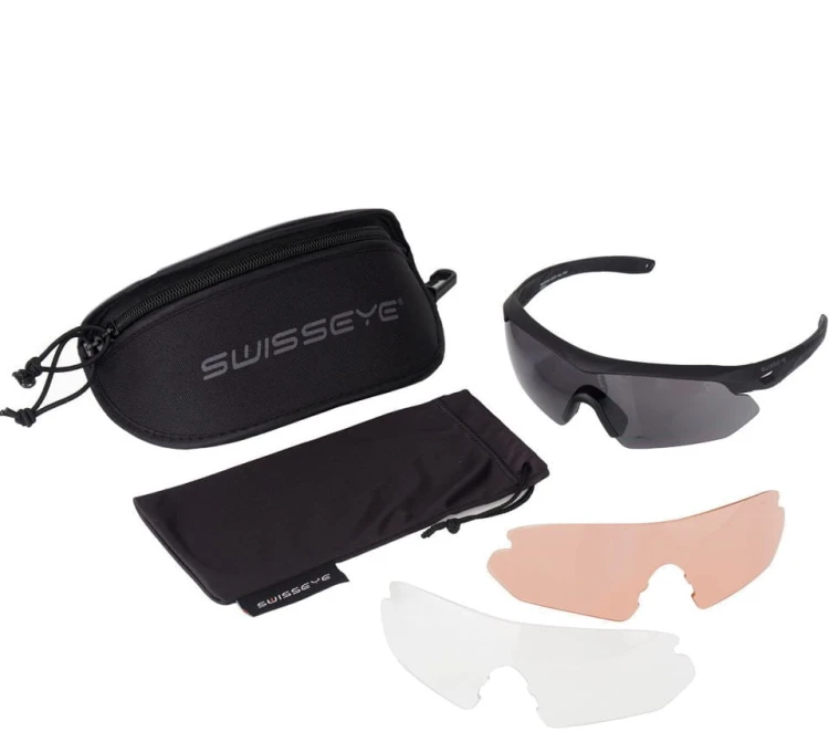 Okulary balistyczne Swiss Eye Nighthawk z zestawem wizjerów - Czarny - 40291
