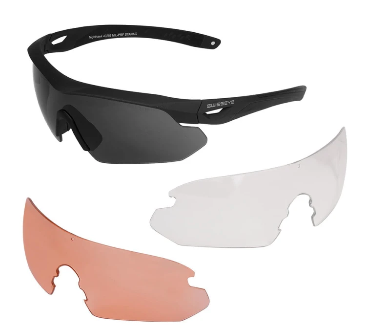 Okulary balistyczne Swiss Eye Nighthawk z zestawem wizjerów - Czarny - 40291