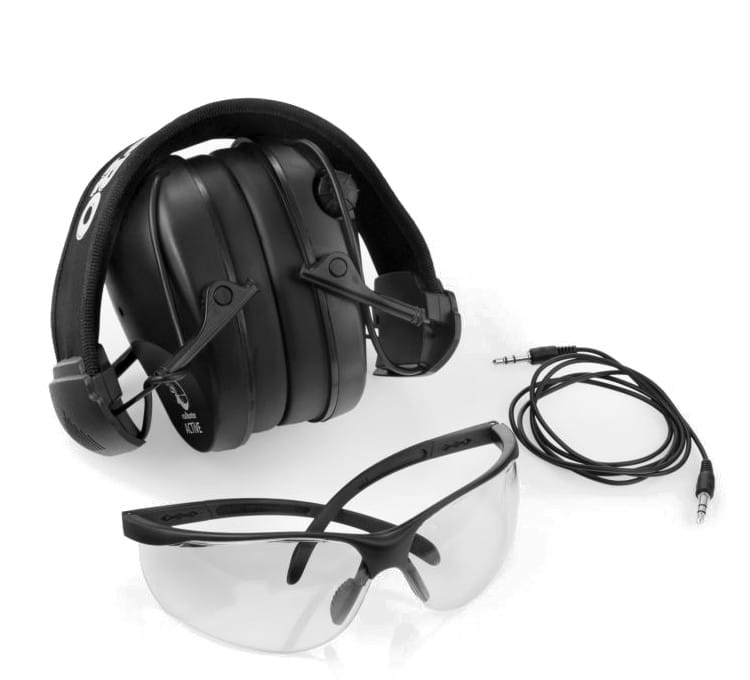 Ochronniki słuchu aktywne RealHunter Active PRO + okulary - Czarny