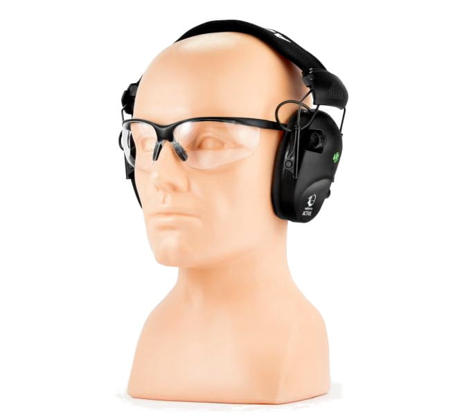 Ochronniki słuchu aktywne RealHunter Active PRO + okulary - Czarny