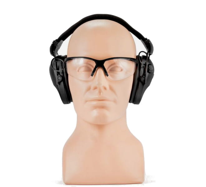 Ochronniki słuchu aktywne RealHunter Active PRO + okulary - Czarny