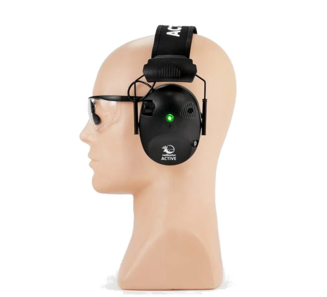 Ochronniki słuchu aktywne RealHunter Active PRO + okulary - Czarny