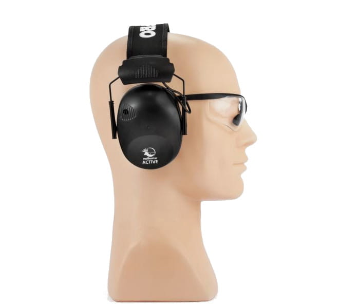 Ochronniki słuchu aktywne RealHunter Active PRO + okulary - Czarny