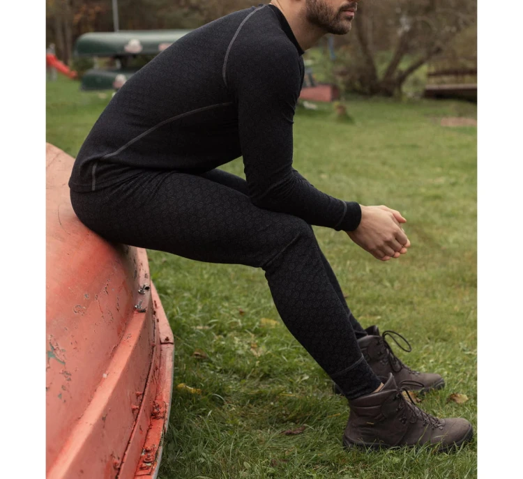 Kalesony termoaktywne Thermowave Merino Xtreme Long Pants - Black/Dark Grey Melange