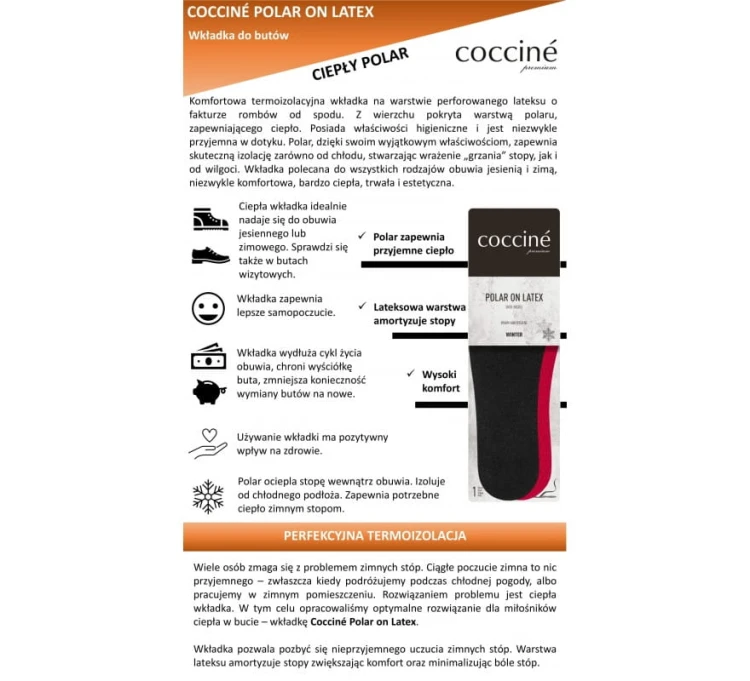 Wkładki zimowe komfortowe Coccine POLAR ON LATEX