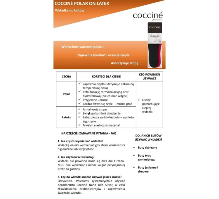 Wkładki zimowe komfortowe Coccine POLAR ON LATEX