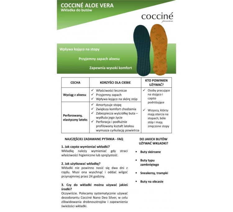 Wkładki lateksowe z wyciągiem z aloesu Coccine ALOE VERA