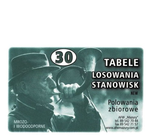 Tabele losowania stanowisk na polowania zbiorowe (30 szt.)
