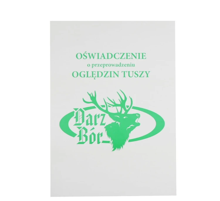 Bloczek - "Oświadczenie o przeprowadzeniu oględzin tuszy"