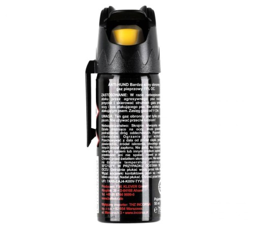 Gaz pieprzowy Klever Anti-Hund Cone 2,5mln SHU, 11% OC - chmura/stożek - 50 ml