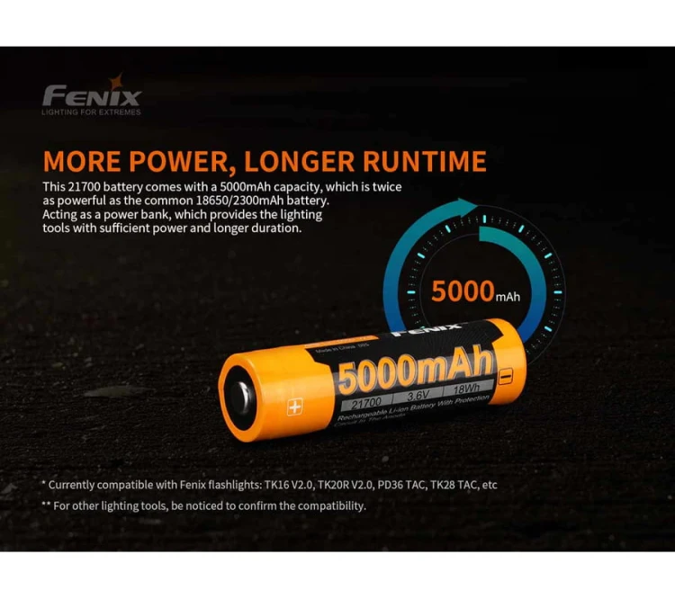 Akumulator Li-Ion 21700 3,6V Fenix ARB-L21U (5000 mAh)