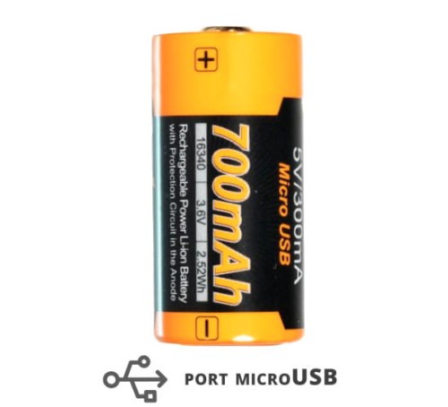 Akumulator Li-Ion 16340 RCR123 3,6V Fenix USB ARB-L16UP (700 mAh)