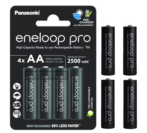 Akumulatorki R6/AA 1,2V Panasonic Eneloop PRO (2500 mAh) - 4 szt. (BK-3HCDE/4CP) - eco blister