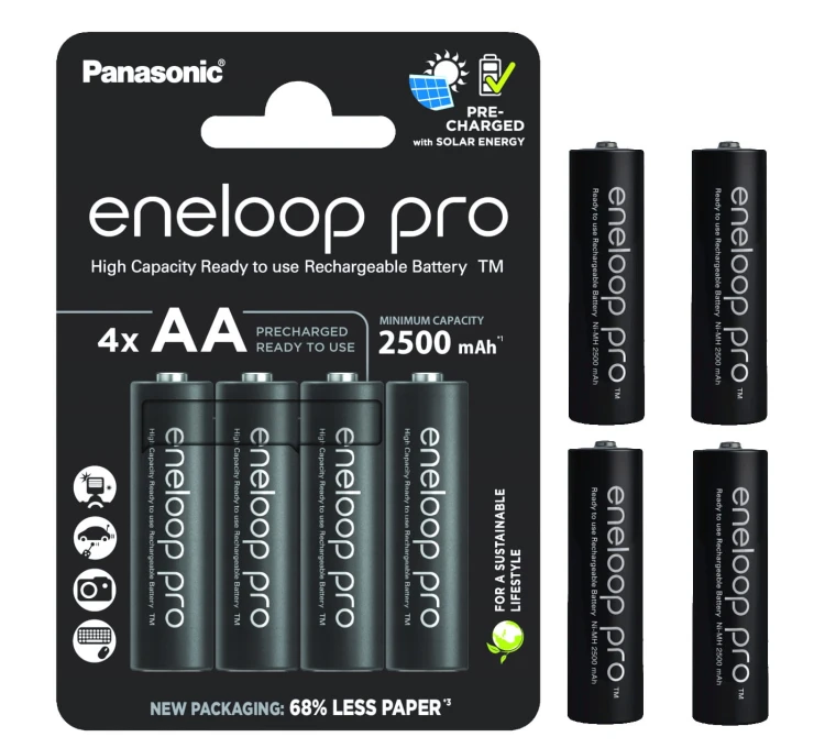 Akumulatorki R6/AA 1,2V Panasonic Eneloop PRO (2500 mAh) - 4 szt. (BK-3HCDE/4CP) - eco blister