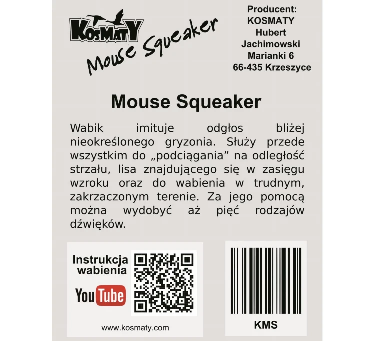 Wabik na lisa Kosmaty Mouse Squeaker - pisk myszy