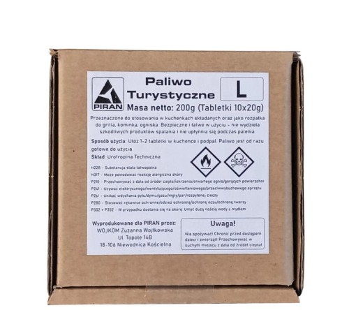 Paliwo turystyczne Piran L w tabletkach 10x20g