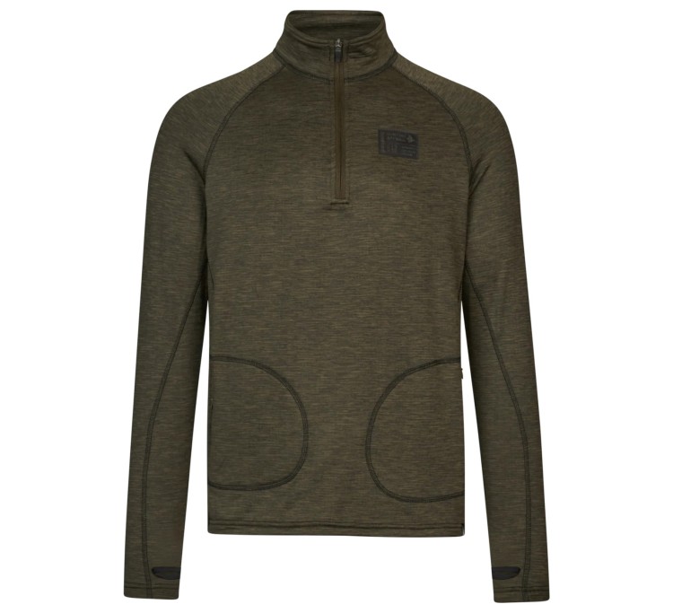 Koszulka Seeland Peak Half Zip LS - Pine Green Melange (1).jpg