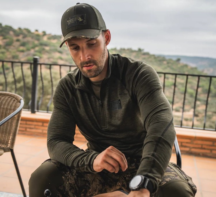 Koszulka Seeland Peak Half Zip LS - Pine Green Melange (8).jpg