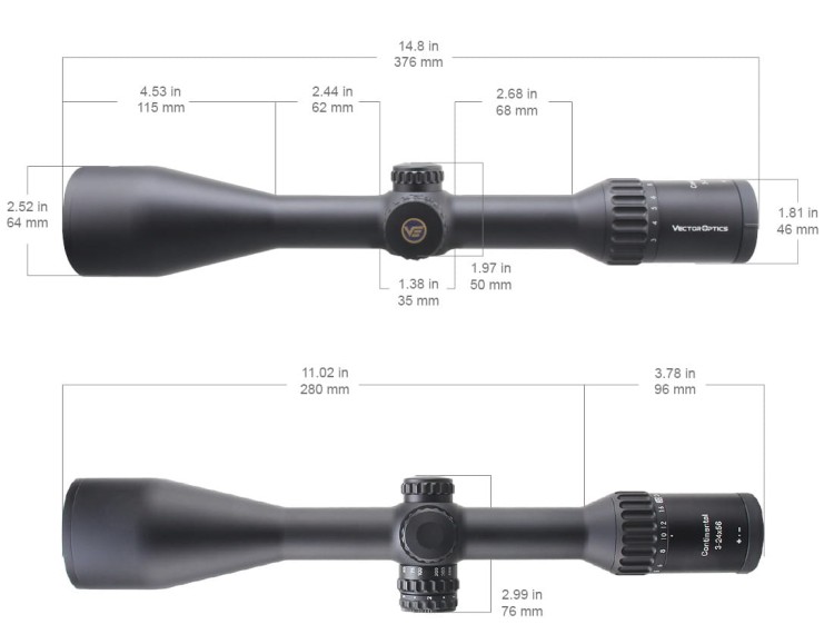 Luneta Vector Optics Continental x8 3-24x56i ED Fiber Hunting (SFP) - SCOL-64