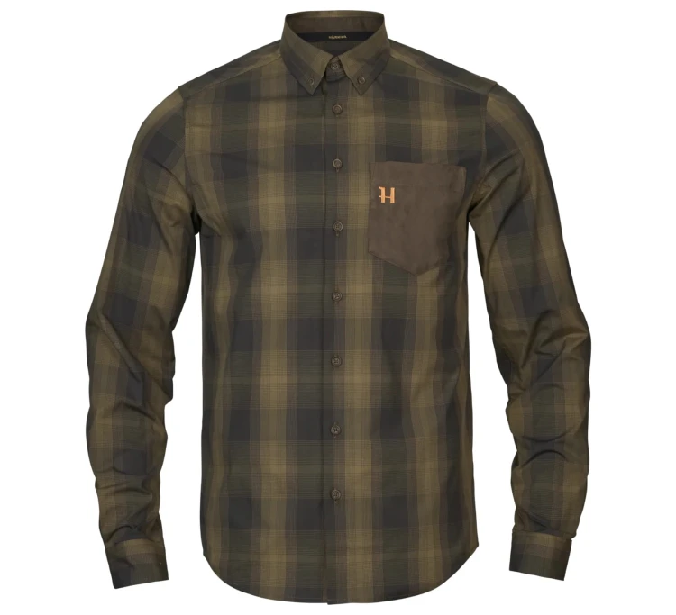 Koszula Härkila Akkan L/S - Willow Green/Shadow Brown