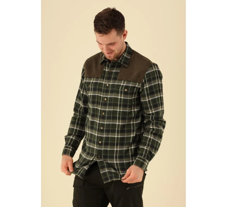 Koszula flanelowa z patkami Tom Collins 410000-4220 - Oliwkowy
