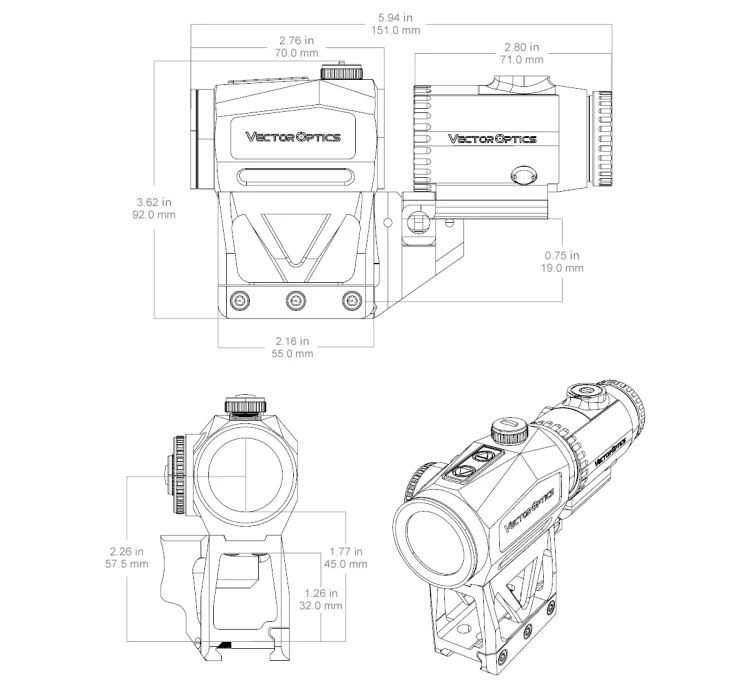 Zestaw Vector Optics - Kolimator Scrapper 1x25 MRT + Powiększalnik Paragon 3x + Montaż Picatinny - SCRMMK-01