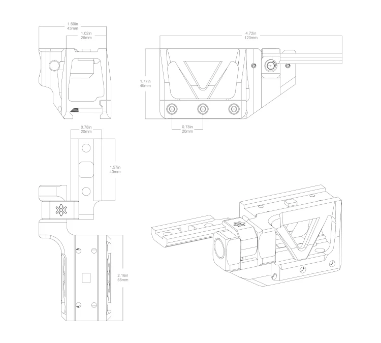 Montaż wysoki 1-częściowy do kolimatora/powiększalnika Vector Optics - 21mm Picatinny - (XASR-RM02)