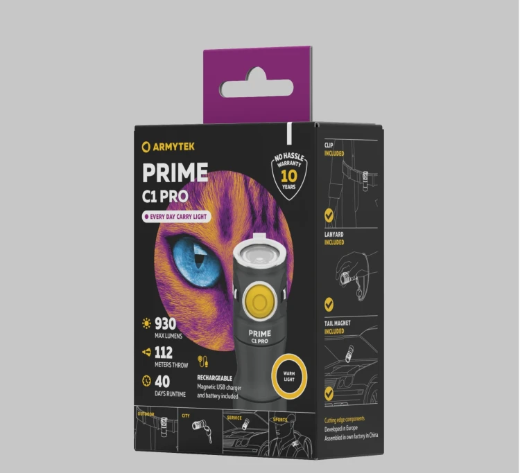 Latarka Armytek Prime C1 Pro Magnet USB - Warm - 930 lm