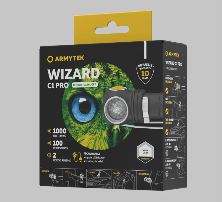 Latarka Armytek Wizard C1 Pro Magnet USB - White - 1000 lm