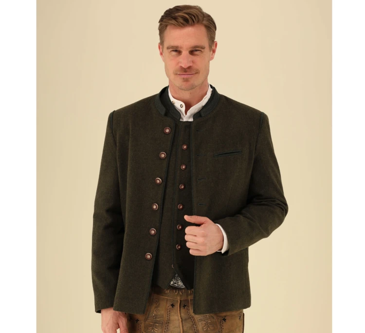 Marynarka wełniana OS Trachten Bavarian Jacket - Olive Green